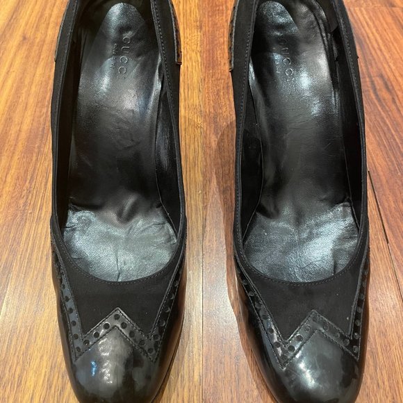 Authentic Gucci "Eve" Patent and suede black heels .  Size 10. - Picture 1 of 6